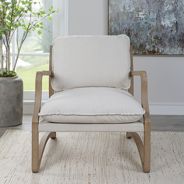 Melora - Solid Oak Accent Chair - Beige