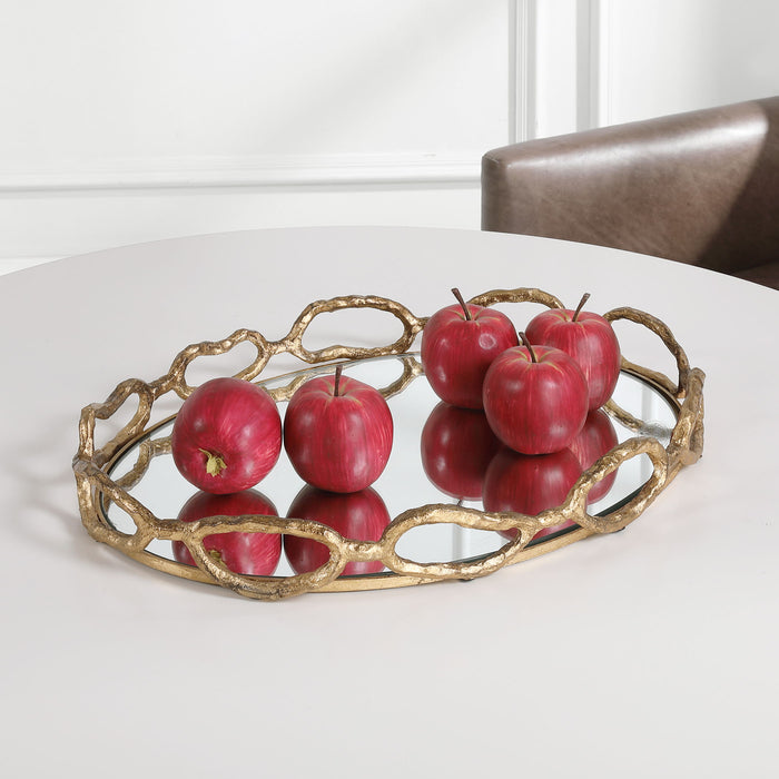 Cable - Chain Mirrored Tray - Gold