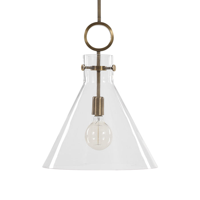 Imbuto - Funnel Glass 1 Light Pendant - White & Gold