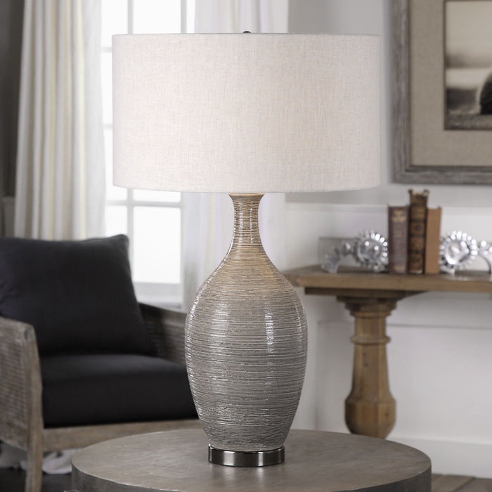 Dinah - Textured Table Lamp - Gray