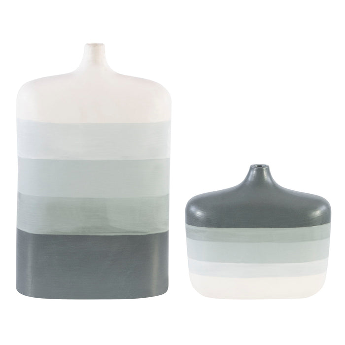Guevara - Striped Vases (Set of 2) - Gray