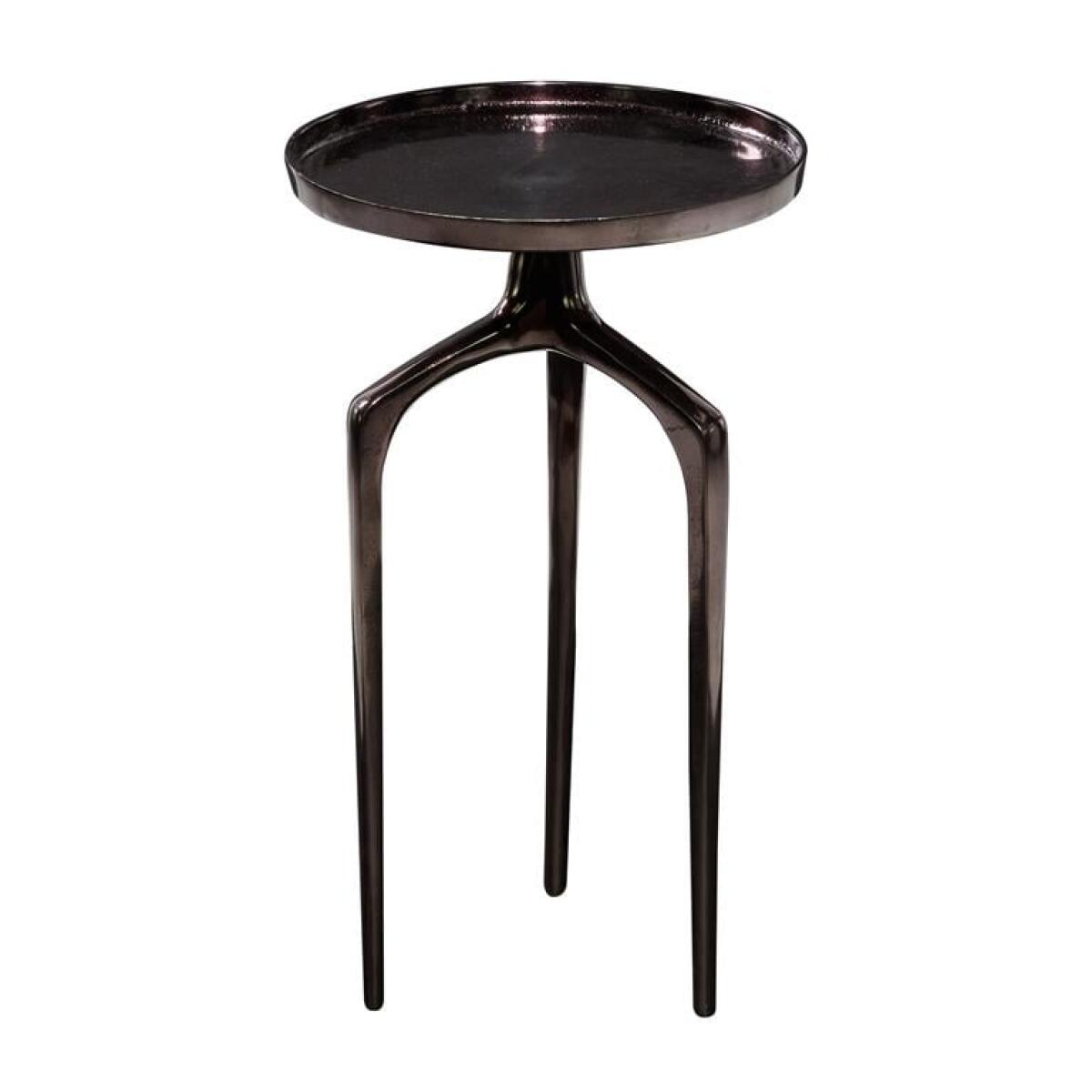 Black Aluminum Metal Tray Inspired Accent Table With 3 Tripod Legs Black Aluminum Metal Tray Inspired Accent Table With 3 Tripod Legs - Image 1