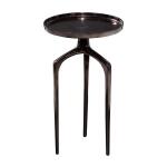 Black Aluminum Metal Tray Inspired Accent Table With 3 Tripod Legs