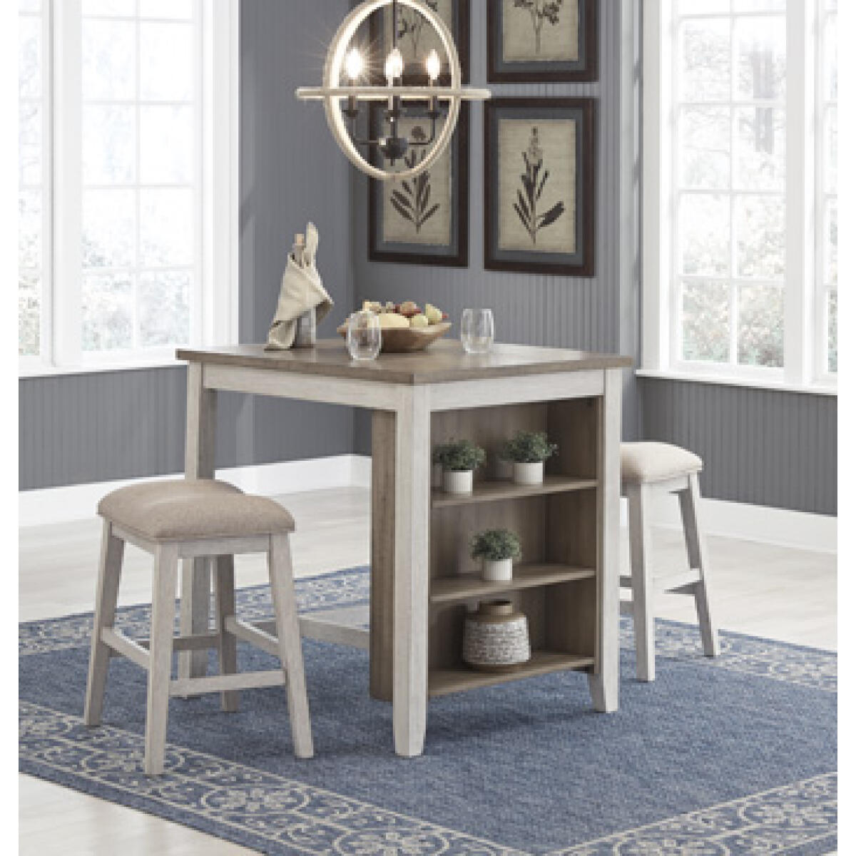 763f9d04b33084836d17a7ae612f1a96 Skempton Counter Height Dining Table and Bar Stools (Set of 3) - Image 1